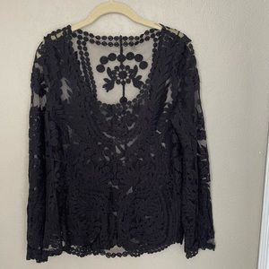 Sohe black lace long sleeve top
